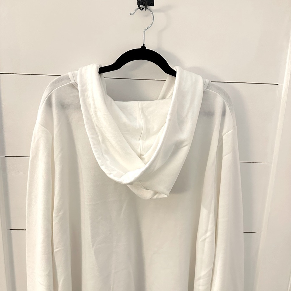 TOMMY HILFIGHER 3X Wovenhem white dress shirt bottom hooded loose fit woman top - Picture 13 of 14